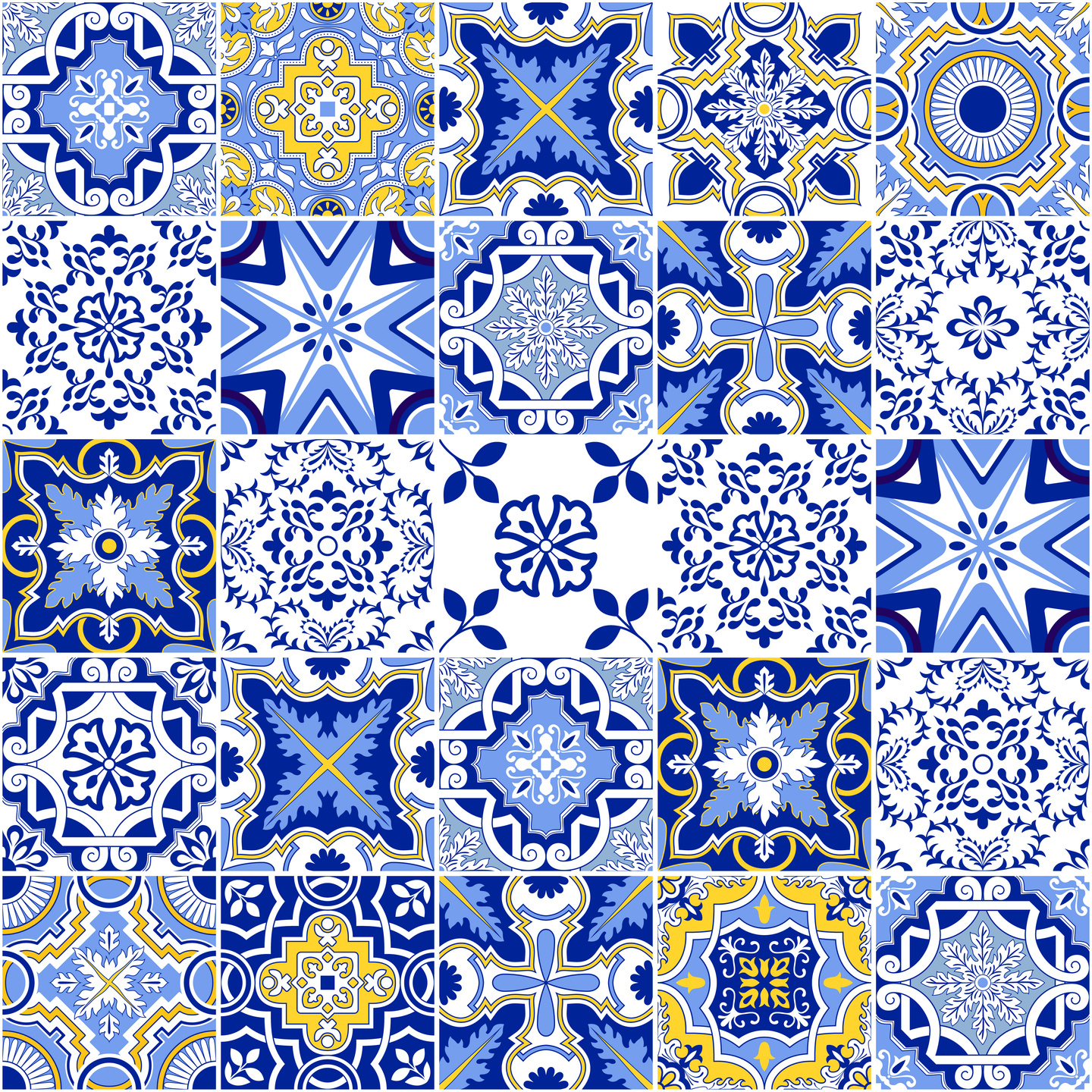 Talavera Seamless Pattern Mosaic Tiles, Mexican Design Set